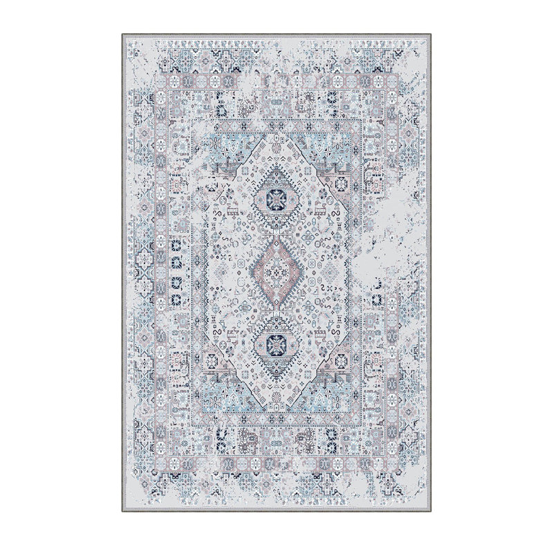 Premium Polyester Area Rug (5.2 x 7.5 ft), 1% Antibacterial, Non-Slip Underside, .3 in Pile Height | Machine Washable, 3D Digital Print, Durable Woven Carpet | Ideal for Living Room, Bedroom & Dining Spaces
