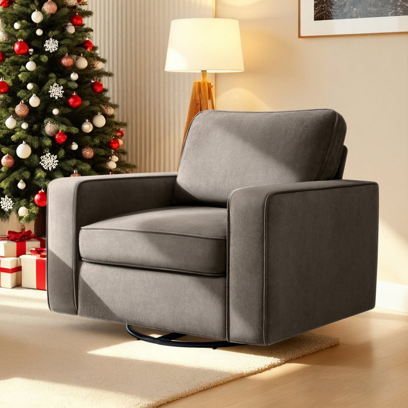 Fauteuil pivotant rembourré de 36,2 po de largeur, Café