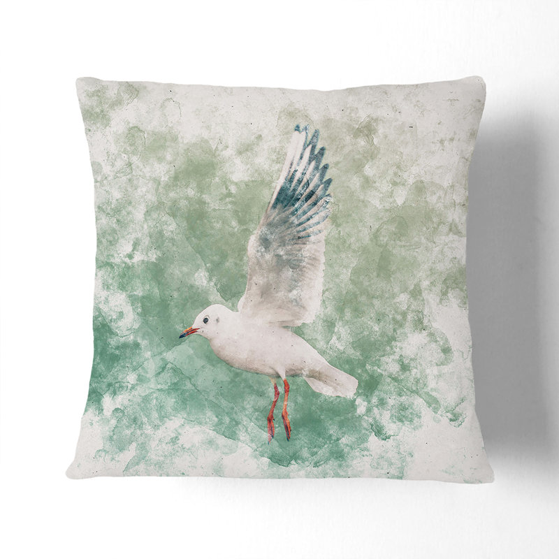 Seagull Cushion with Filling, White, 55cm H x 55cm W x 20cm D