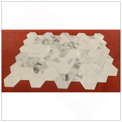 Hexagon Snow Mountain White Polished Marble Tiles, Natural Stone For Elegant Wall And Floor Decor, 12 Pieces Per Box
