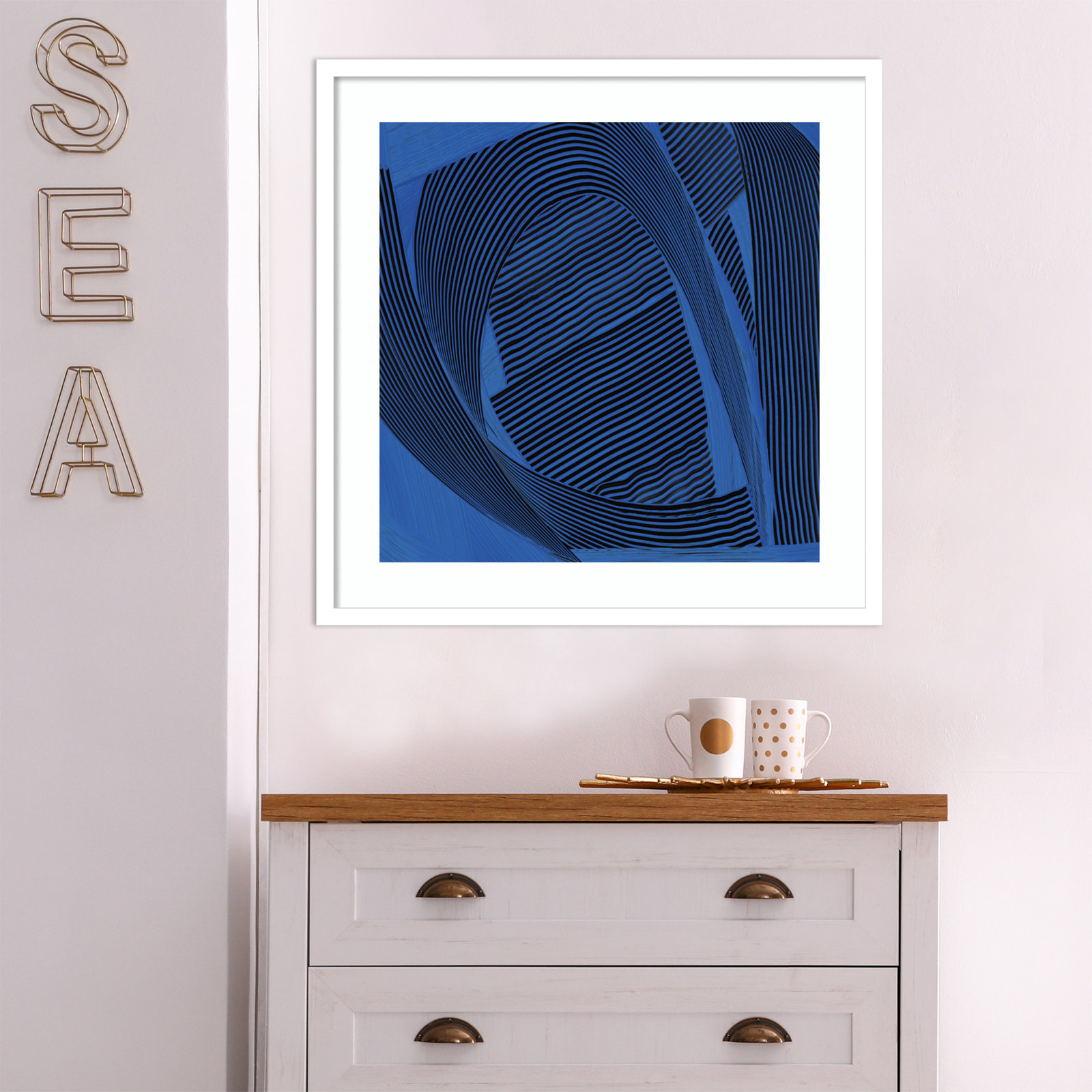 Weaving I by Mike Schick, 41.12" H x 41.12" W x 0.88" D, White Framed Paper
