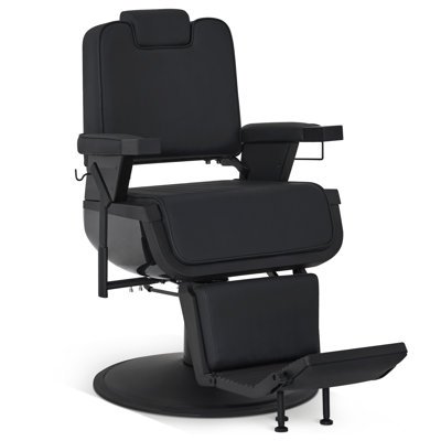 26.7" Width Heavy Duty Reclining Barber Chair, Adjustable Swivel Salon Chair, Faux Leather