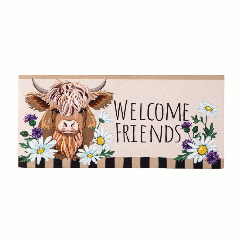 Tapis Highland Cow Welcome Friends Sassafras