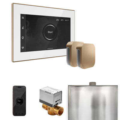 Ensemble de commande de douche à vapeur XButler Max avec contrôle iSteamX et tête de vapeur en blanc 