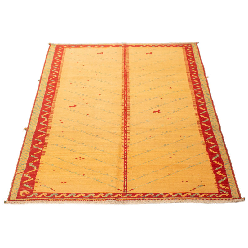 Tapisserie Kashkuli kilim orange 5 pi 8 po x 7 pi 9 po