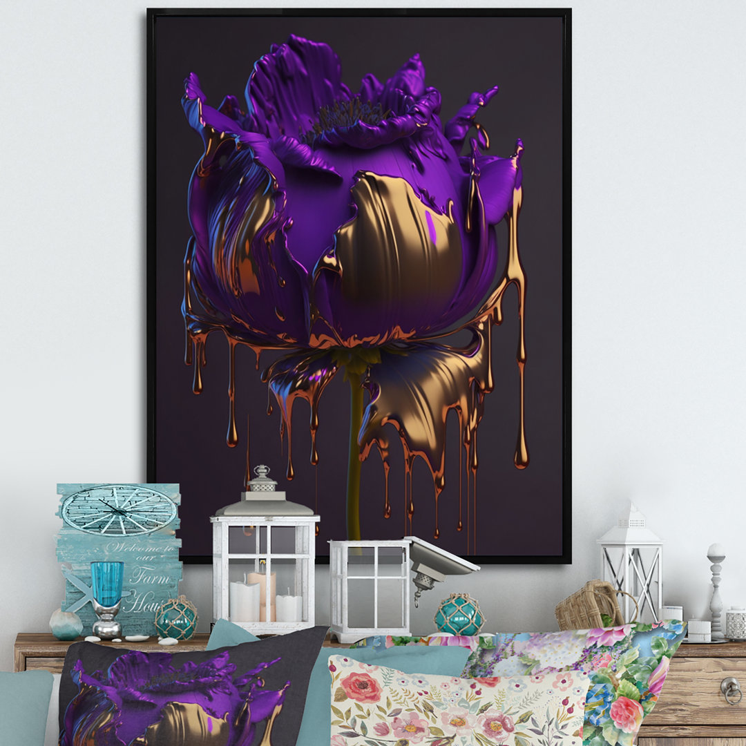 Purple Peony Liquid Gold I - Peonies Wall Art Floral Wall Art Print House of Hampton® 