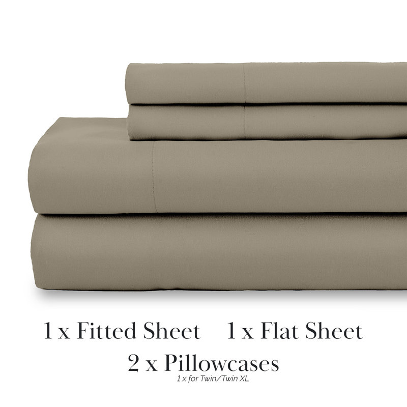 Ensemble de draps 4 pièces en lin taupe Southshore Fine Linens, Grand, Taupe