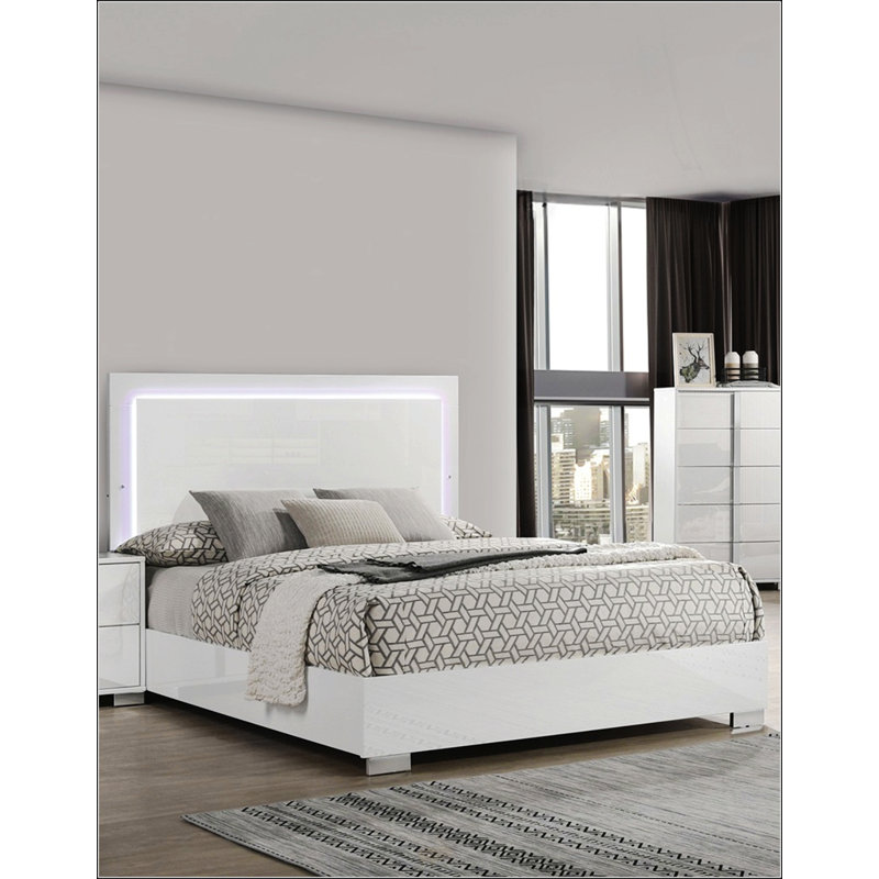 Contemporary White Eastern King Size Bed