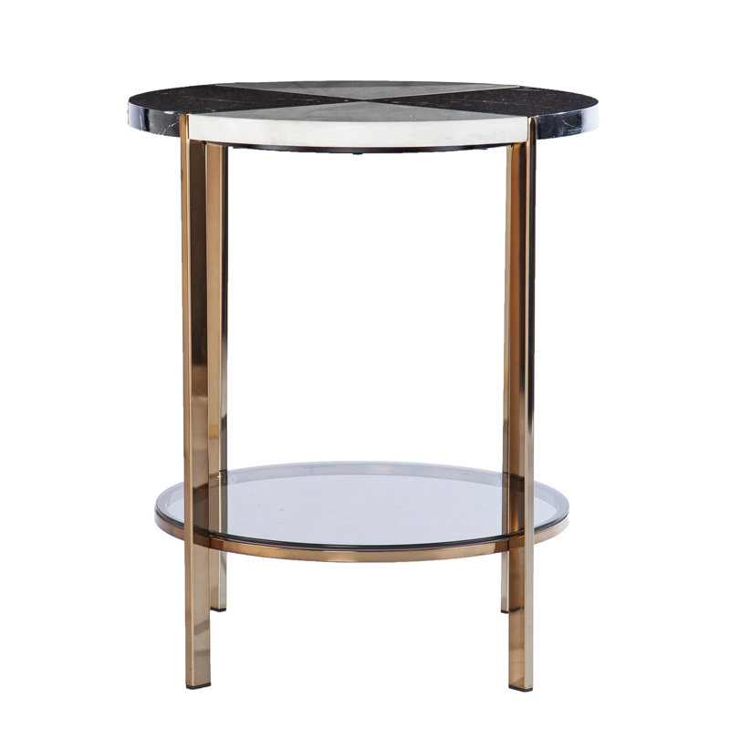 Table de bout ronde en faux marbre