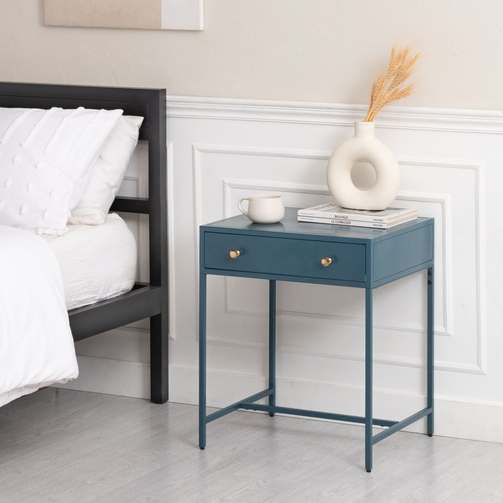 Walee 1-Drawer Nightstand, Blue