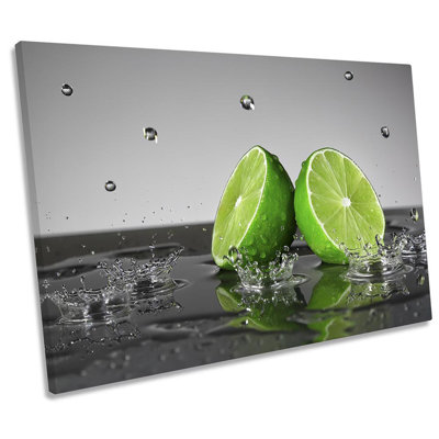 Lime Green Fruit Splash Kitchen - Wrapped Canvas Print