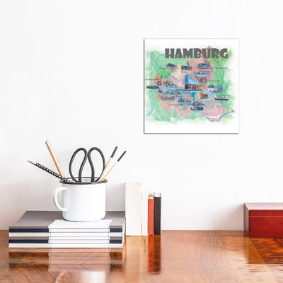 Hamburg, Germany Travel Poster 1 Piece Wrapped Canvas Wall Art