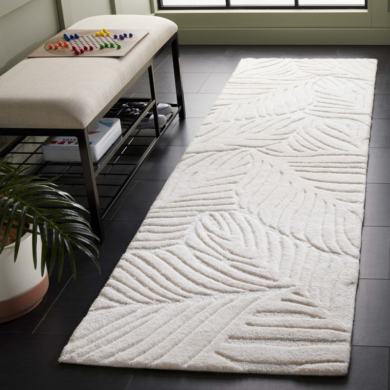 Tapis ivoire en coton / laine touffeté à la main de couleur unie Blakelynn, Rectangle 6' x 9'