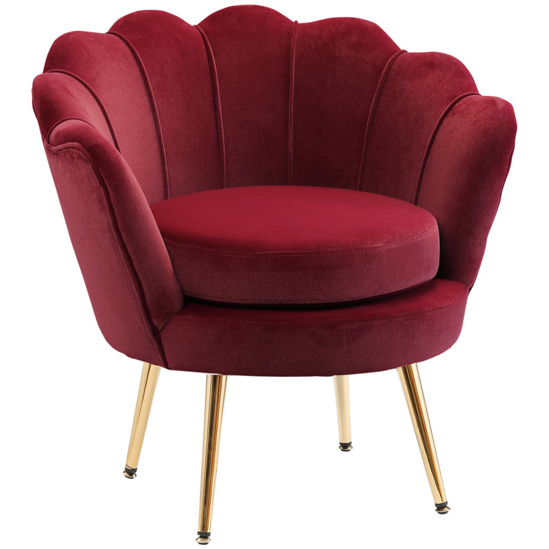 Upholstered Barrel Chair, Red Velvet