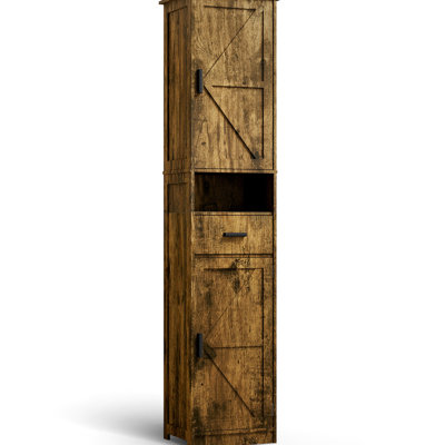 Unité de rangement rétro H 69 po avec 2 portes et 1 tiroir, armoire fonctionnelle pour la salle de bain, le salon, la cuisine, le grand hall d'entrée et le tiroir