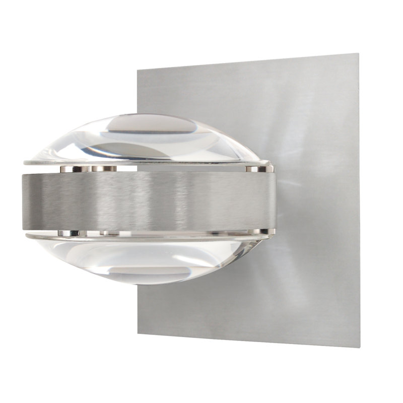 Optos Flush Mounted Sconce, Brushed Aluminum, Clear/Clear