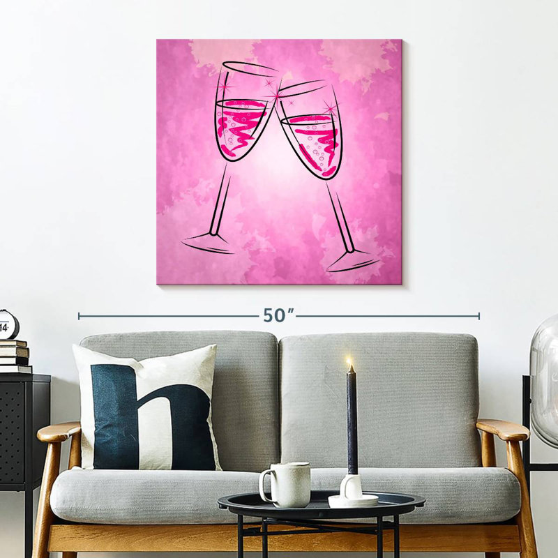 Yarlin Pink Champagne Glasses, 30" H x 30" W