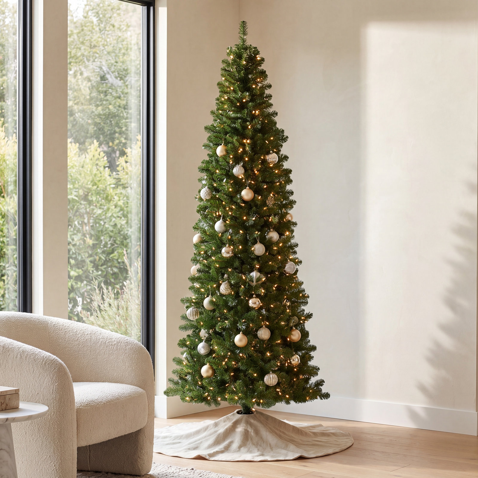 Flocked Red Fir White 9.5' Pre-Lit Fir Tree