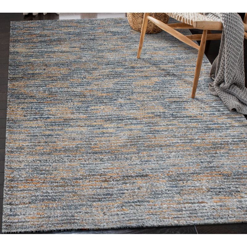 Tapis ivoire tissé à la main Tsamis, Ardoise / naturel, Rectangle 6 pi x 9 pi
