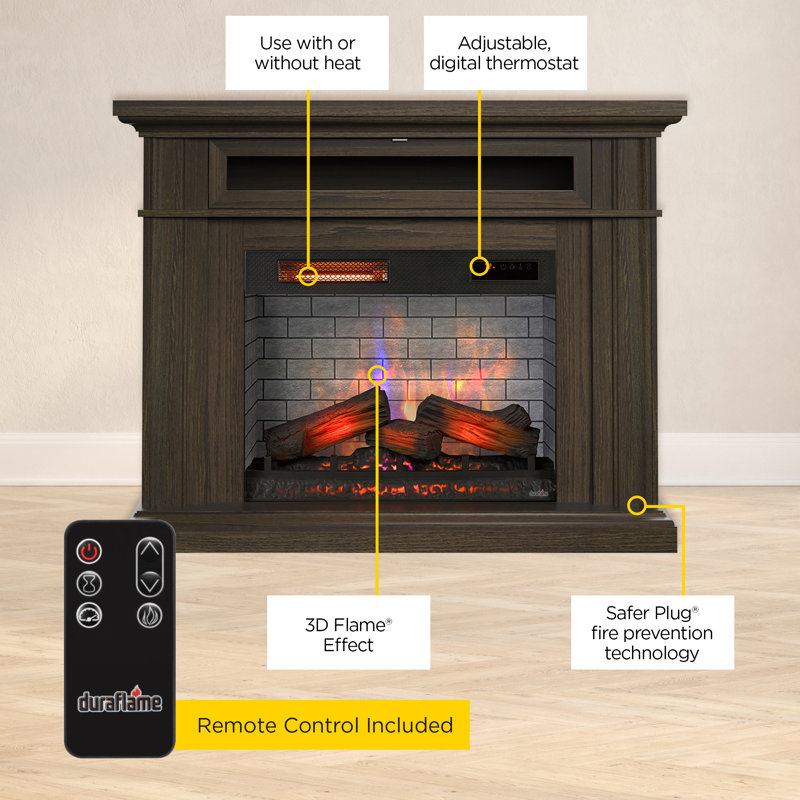 duraflame® Electric Fireplace Wall Mantel with Infrared Heater and Remote Control, Waverly Oak, Waverly Oak