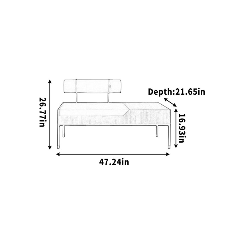 Canapé, banc, vestiaire, loisirs avec dossiers, H 26,77 po x l 47,24 po x P 21,65 po