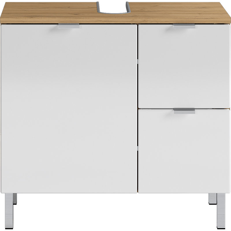 Midgett 60cm Single Bathroom Vanity Base Only, Imitation Grandson Oak/White