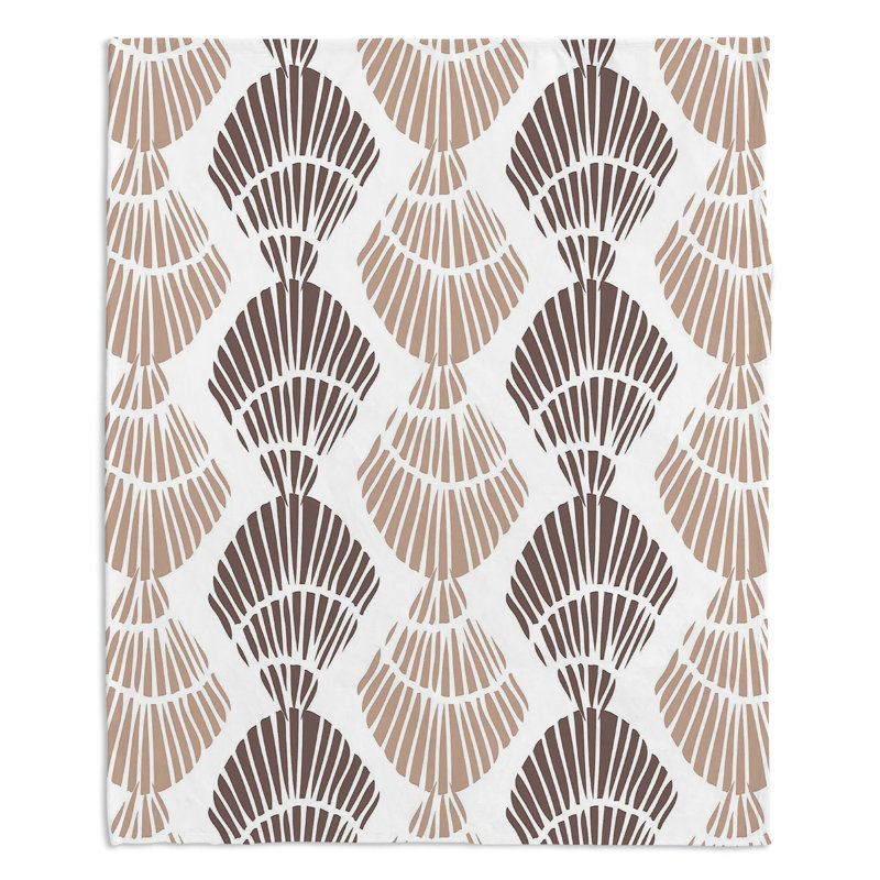  Jeté en coton Seashell, l 68 po x L 80 po, Brun / taupe / blanc