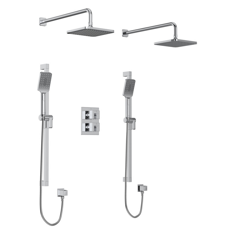 Kubik 3/4" Thermostatic & Pressure Balance Shower System with Multiple Functions including Body Sprays, Chrome