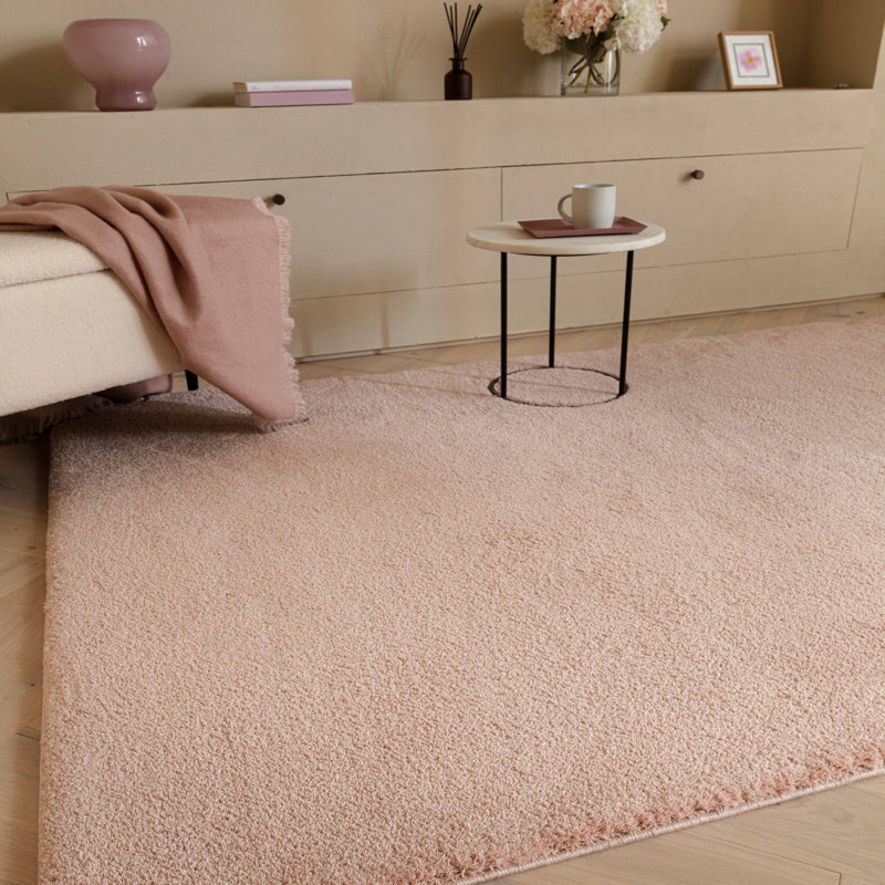 Symaya Cosy Shaggy Blush Pink Area Rug, Rectangle 200 x 290 cm