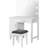 Vanity In White And Dark Grey With Lighting, Stool, Drawer Concealed Side Cabinet, 36 Inches Wide, 19 Deep, 51.65 Tall