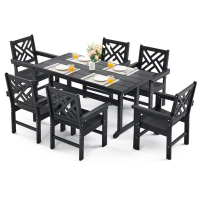 All-weather Hdpe Patio Dining Set With Umbrella Hole by Ailispato