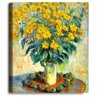 Reproduction d'art classique du monde, fleurs de topinambours de 1880 par Claude Monet, estampe numérique sur toile, art mural pour la décoration intérieure