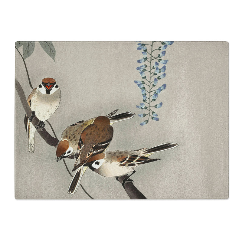 Sparrows At Wisteria By Ohara Koson  Glass Chopping Board