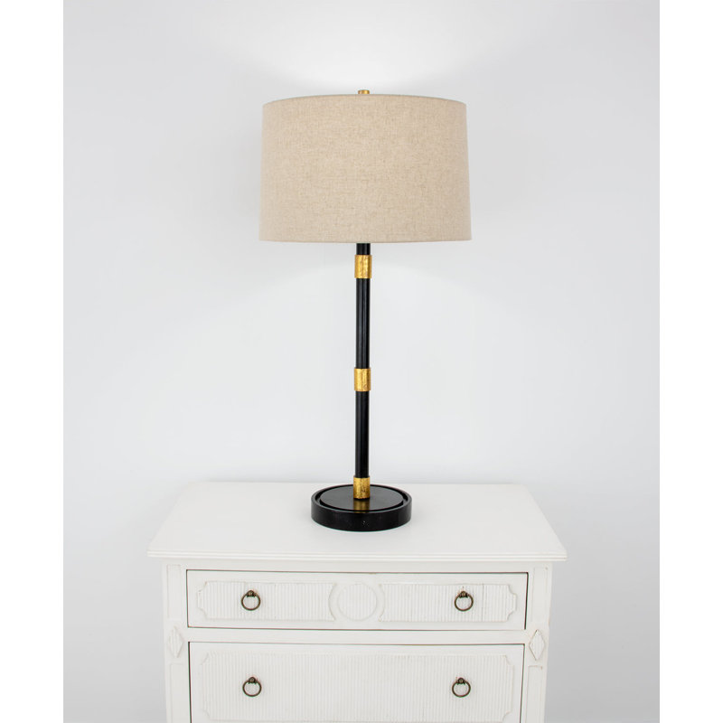 Ivian Table Lamp, Black/Gold Leaf