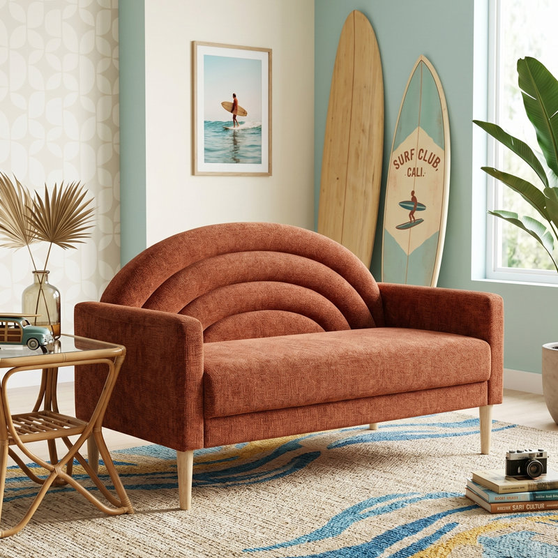 Michala Upholstered Loveseat, Ocher Polyester, 31.5" H x 49.6" W x 30.7" D