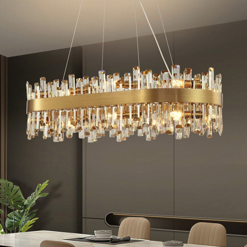Lustre rectangulaire en cristal 16 lumières Kacy, Transparent, H 9,8 po x l 35,4 po x P 13 po