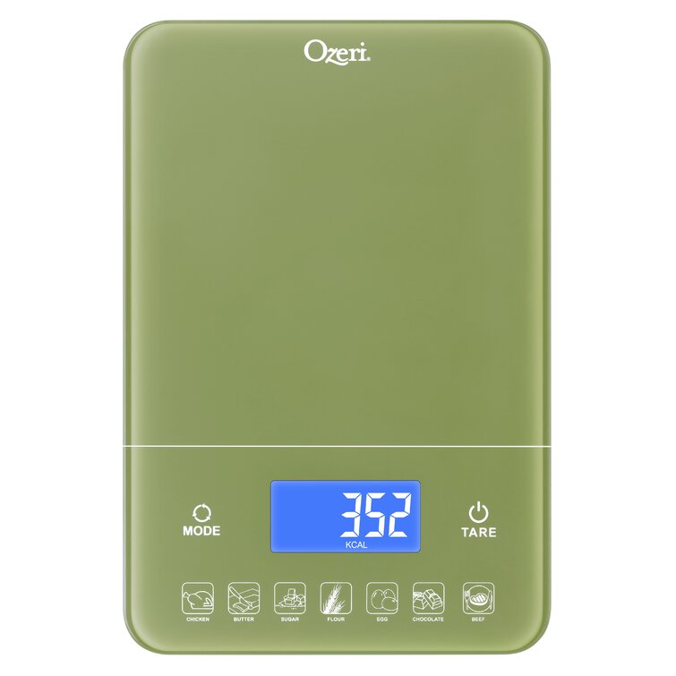 Ozeri Touch III 22 lbs (10 kg) Digital Kitchen Scale with Calorie Counter, in Tempered Glass-Teal