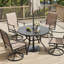 Table de salle à manger ronde avec trou pour parasol-682205149-682205138