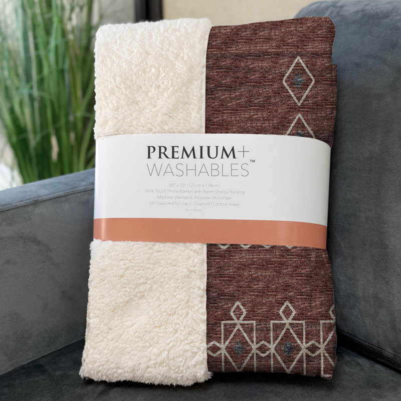 Addison Machine Washable Sherpa Boho Throw Blanket, Canyon