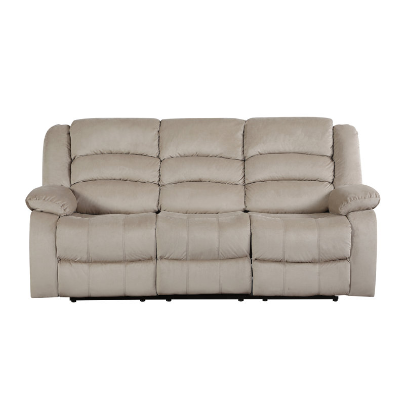 Transitional Microfiber Fabric Upholstered Sofa, Beige