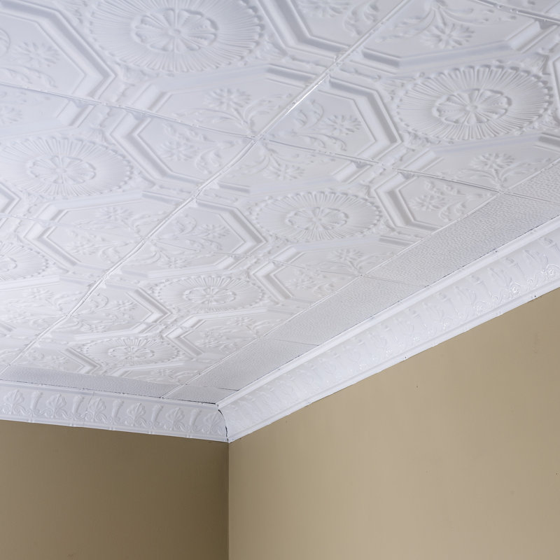 Carreau de plafond clouté Great Lakes Tin Rochester 2 pi x 2 pi (paquet de 5), Blanc mat