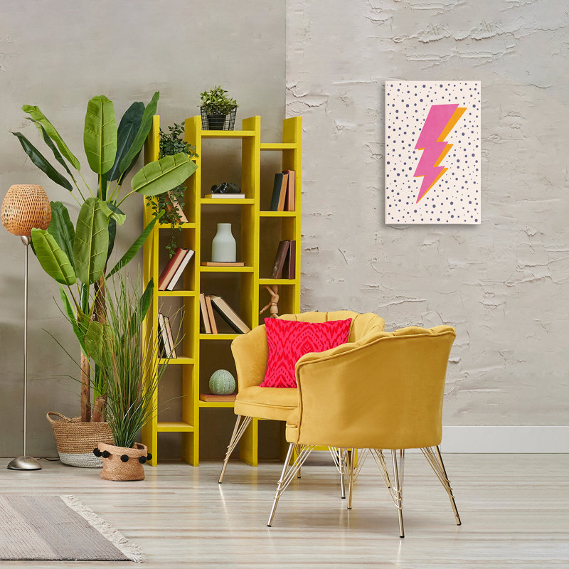 Art mural sur toile rose à pois par Nataly White, H 24 po x l 16 po