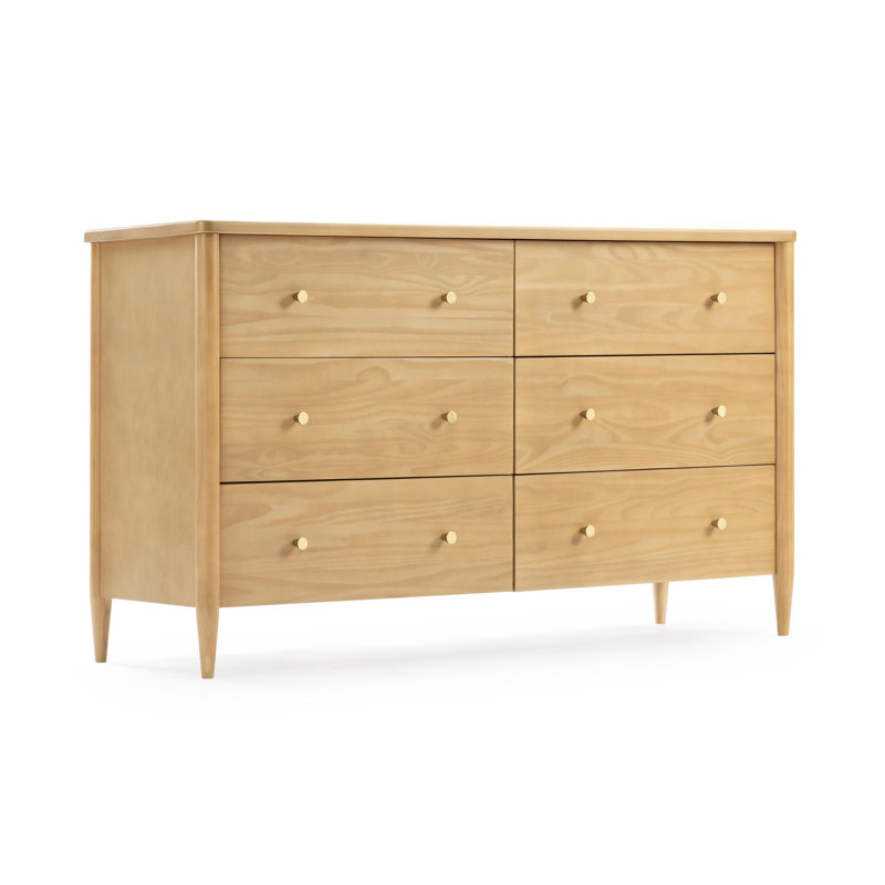 Commode en bois massif 6 tiroirs Jacelyn, Blond