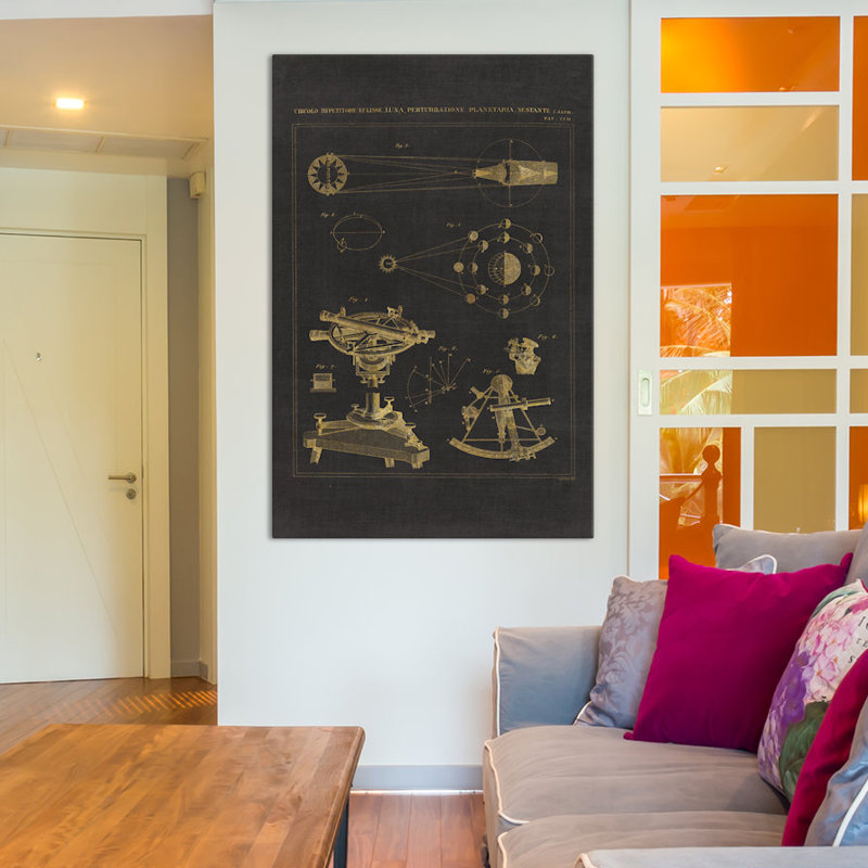 « astronomie chart ii », impression sur toile tendue, H 12 po x l 8 po x P 0,75 po, Toile tendue, Pas de tapis