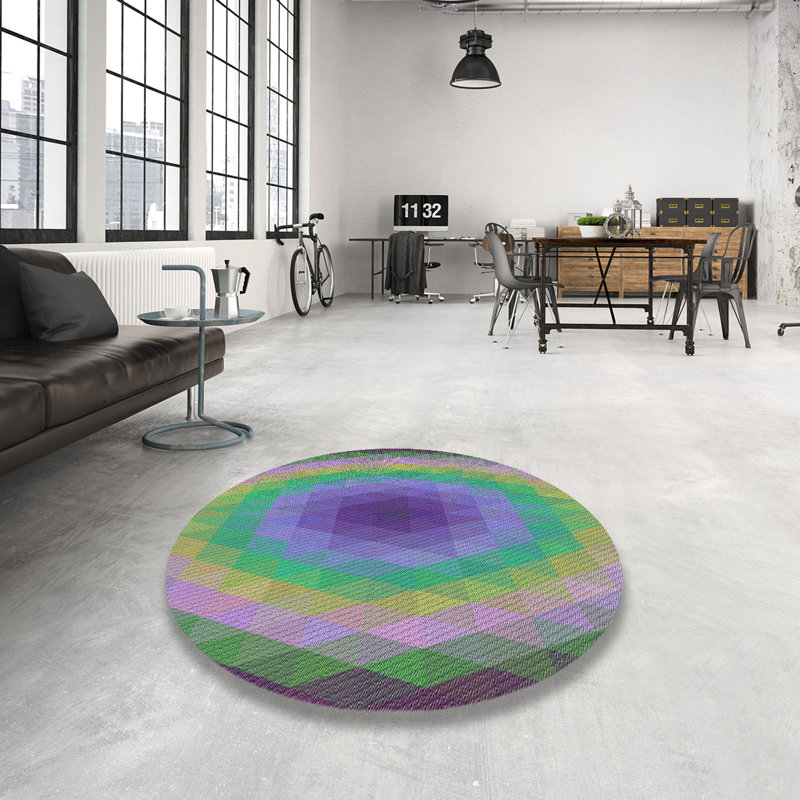 Tapis mauve à motif géométrique Knaack, Rond 4 pi