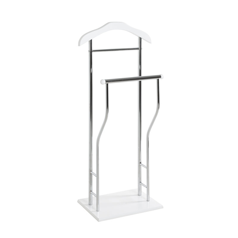 Rochefort Steel Freestanding Valet Stand, Chrome and white varnish
