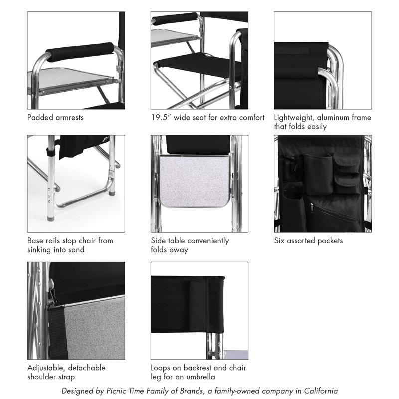 Folding Director Chair, New England Patriots, Black