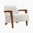 Jules 28.5" Mid Century Accent Chair with Chenille Fabric Upholstery, Chestnut Solid Wood Arms, Dacron Wrapped Foam Seating-1803664169