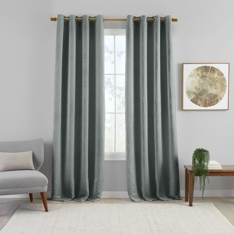Parrett Blackout Single Curtain Panel, River Blue, 52"x84"