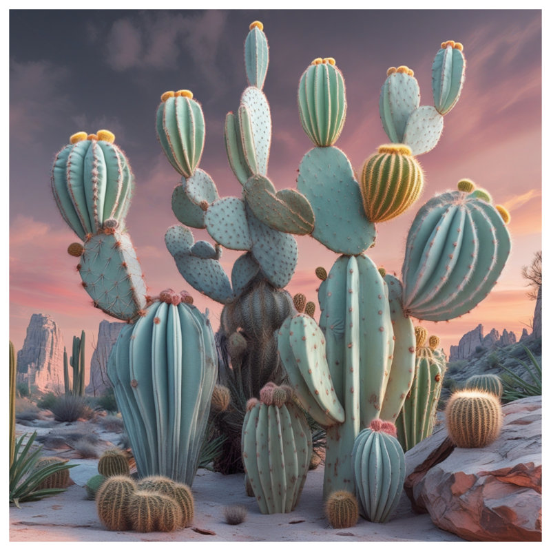 Housse de couette Desert Cacti Sunset, Très grand lit